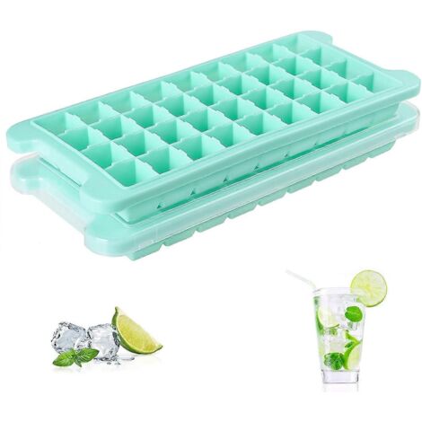 Lot de 2 bacs à glaçons premium, moules à glaçons en silicone à démoulage facile, flexibles, réutilisables et sûrs, carrés (72 glaçons) avec couvercle, sans BPA (1/4)
