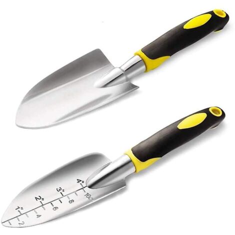 Ensemble d'outils de jardin, kit de jardinage robuste en fonte d'aluminium (2 pièces), comprenant une pelle à main, une truelle à repiquer et des outils de jardinage à main pour hommes, femmes et enfa (1/5)