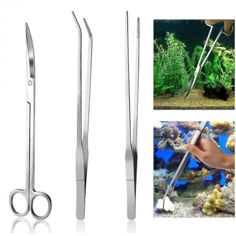 Kit d'accessoires pour aquarium INOX : pinces, ciseaux et outils pour plantes aquatiques, kit de démarrage pour poissons (1/4)