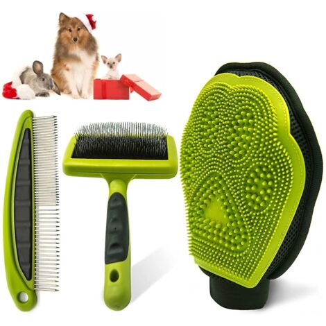 Gant de toilettage pour animaux, gant pour poils de chien et de chat, brosse pour chien, brosse douce pour chiens et chats à poils longs, courts ou bouclés (1/5)