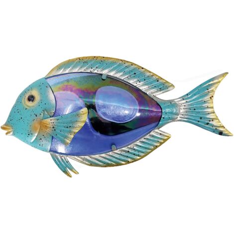 Décoration murale en métal 2024, poisson tropical suspendu en verre de 38 cm (15 pouces), décoration intérieure (1/5)