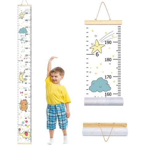 Toise éléphant pour enfant, cadre en bois enroulable, décoration murale amovible pour chambre d'enfant - 7 (1/5)
