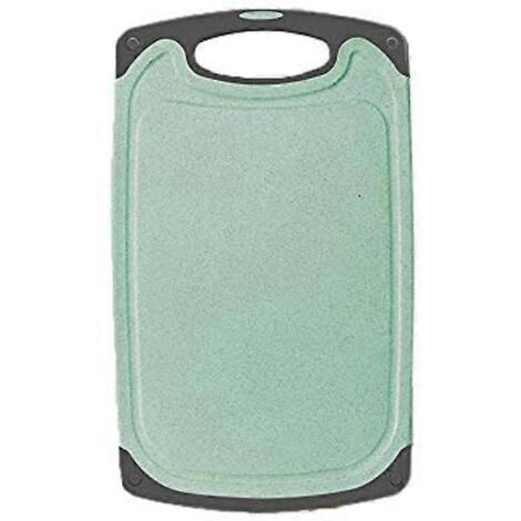 Planche à découper de cuisine, avec pieds antidérapants et rainures pour le jus, poignée ergonomique, compatible lave-vaisselle, sans BPA, taille S (21 x 35 cm), verte (1/5)