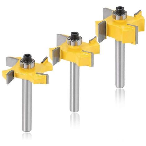 Ensemble de 4 fraises à rainurer à ailettes 20243, fraise à rainurer 1/4" avec queue à roulement, outils pour rainureuses à bois - (1/5)
