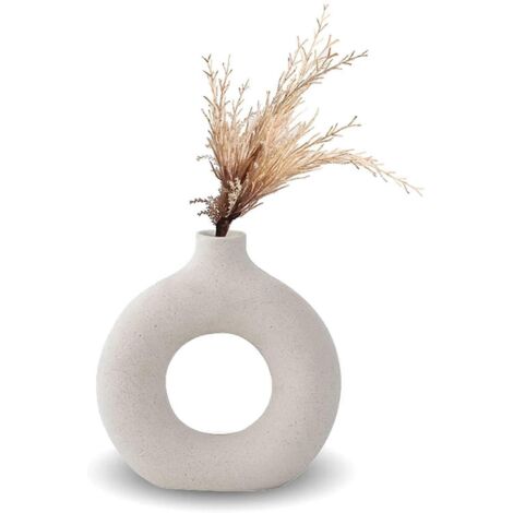 Vase Pampa, vase en céramique, décoration intérieure minimaliste, pot de fleurs végétarien en céramique blanche (1/5)
