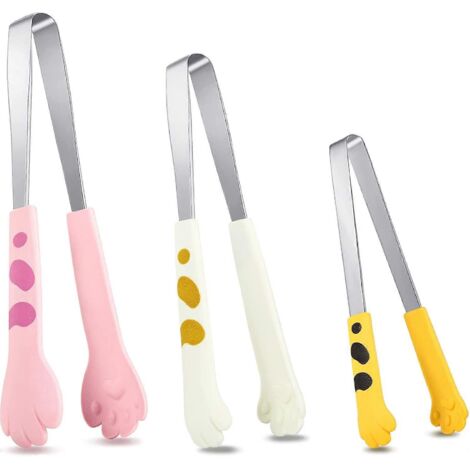 Lot de 3 pinces pour chat en forme de griffe, pinces alimentaires, pinces de cuisine en acier et silicone (1/5)