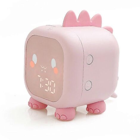 Réveil enfant, lampe de chevet avec affichage de la température, pour garçons et filles (rose) (1/5)