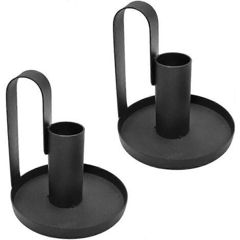 Ensemble de 2 bougeoirs de mariage rétro en métal noir, centres de table (1/5)
