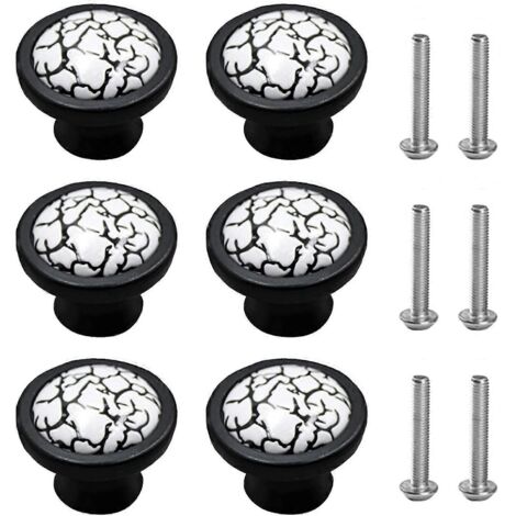 Lot de 6 boutons de porte en céramique effet marbre pour meubles. (1/5)