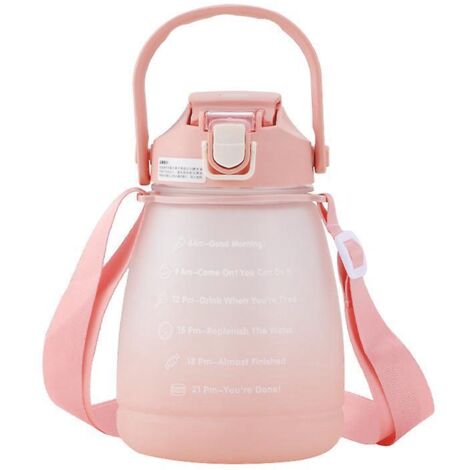 Bouteilles d'eau mignonnes avec paille, gourde de sport portable, grandes bouteilles kawaii avec affichage de l'heure (2024). (1/5)
