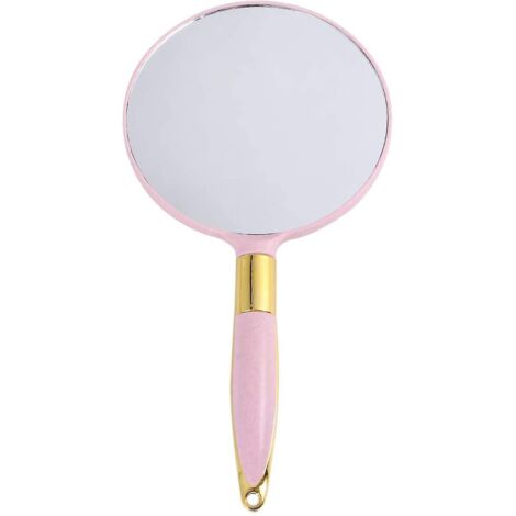 Miroir à main rond 2024 avec poignée, miroir de maquillage vintage, accessoires cosmétiques (rose) (1/4)