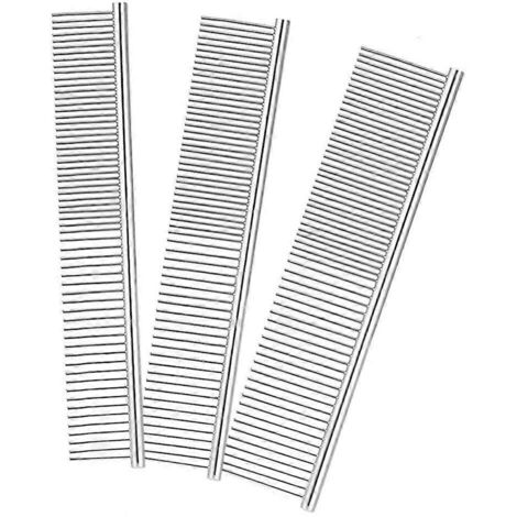 Lot de 3 peignes de toilettage pour animaux, 3 tailles, en acier inoxydable, pour chiens et chats (1/5)