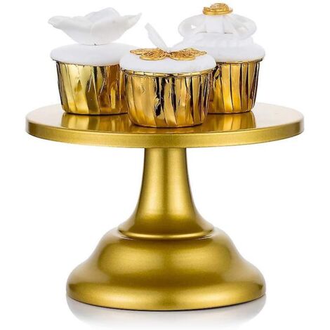 Présentoir à gâteaux doré 2024, rond de 20 cm, idéal pour les cupcakes, les desserts de mariage, le thé de l'après-midi, les anniversaires et les fêtes. Parfait pour les mariages. (1/4)