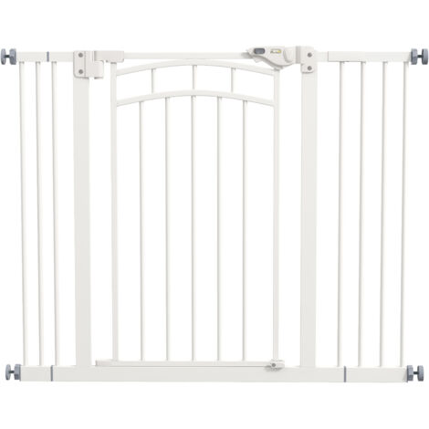 Barrière de sécurité pour chien, fermeture automatique, utilisation à une main, 100 cm x 4 cm x 76 cm, blanc (1/5)