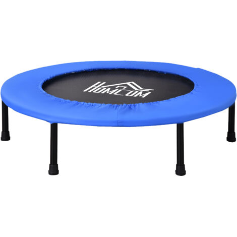 Trampolino Fitness con 30 Molle, Acciaio e Plastica, Ø91x22.5 cm, Nero e Blu (1/5)