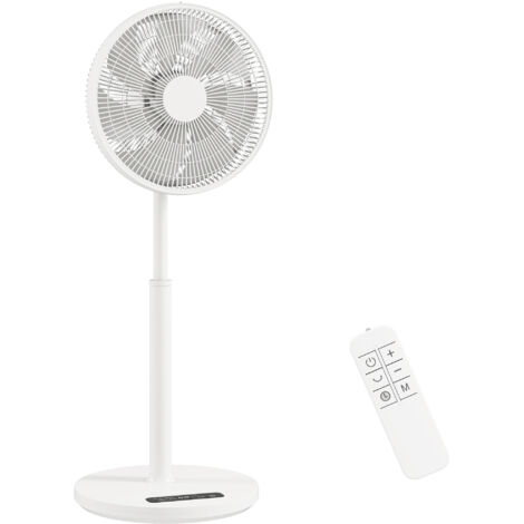 Ventilateur sur pied avec télécommande et 12 vitesses, ventilateur au sol à hauteur réglable pour chambre, blanc (1/5)
