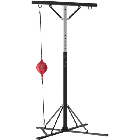 Support de sac de frappe, réglable en hauteur, avec ballon de vitesse, cadre en métal, 160L x 145l x 175-220H cm, Noir (1/5)