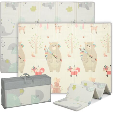 Tapis de jeu bébé, motif animaux, mousse, rembourrage de 1,5 cm d'épaisseur, antidérapant (1/5)
