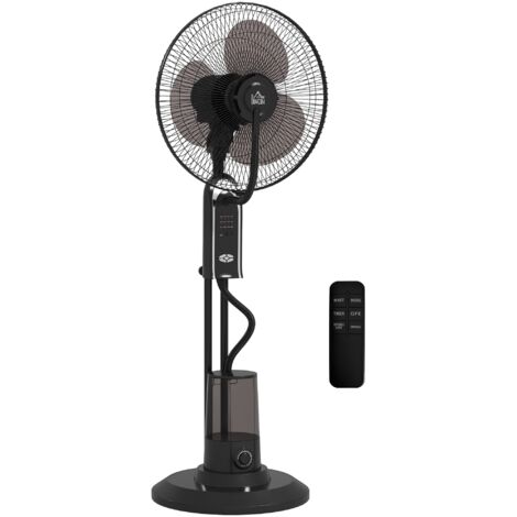 Ventilateur refroidisseur d'air avec humidificateur, inclinaison 10° et oscillation 70°, 3 vitesses 75W, noir (1/5)