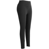 Pantalon de Yoga Femme Taille Haute Gainant Fitness Nylon Noir