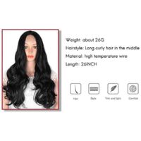 Perruque Lace Front ondulée naturelle, ligne de cheveux ondulée, noire