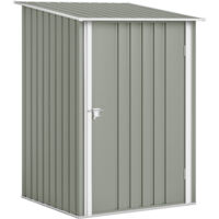 Coffre de Jardin Rangement Outils en Acier Galvanisé avec Porte, 100x104x160 cm, Gris Clair