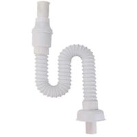 Tuyau d'évacuation d'eau, siphon d'évier et 4 colliers de serrage adaptés aux éviers et cuves de lave-vaisselle. Le tuyau d'évacuation du lave-vaisselle est extensible (42 cm - 80 cm).