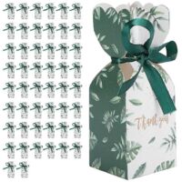 50 boîtes à dragées pour mariage, emballage cadeau pour invités, boîtes cadeaux d'anniversaire avec ruban et feuilles vertes