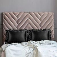 Ensemble de 2 taies d'oreiller à volants de luxe, housse d'oreiller rétro en satin soyeux avec volant, taies d'oreiller en satin 85 g/m² avec fermeture portefeuille - Standard - Noir