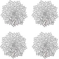 Lot de 4 sets de table argentés, sets de table ronds ajourés, sets de table ronds en plastique, d'occasion