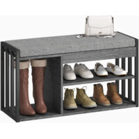 Casier à chaussures avec banquette, étagère d'entrée pour chaussures, meuble à chaussures à 3 niveaux, pour couloir, entrée, salon, chambre, Gris