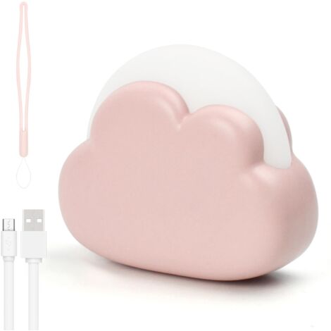Veilleuse Enfant Rechargeable, Plastique LED Veilleuse Bébé Nomade Nuage, 4 Modes Lampe de Nuit Portable, Lampe de Chevet pour Chambre Enfant, Cadeau Naissance pour Fille Garçon (Rose) (1/5)