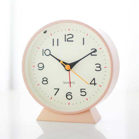Réveil Matin analogique – Réveil rétro en métal, Silencieux sans tic-tac, à Pile avec lumière Nocturne, pour Chambre, Bureau ou Table de Chevet (Rose) (1/5)