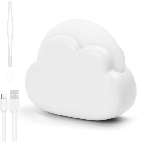 Veilleuse Enfant Rechargeable, Plastique LED Veilleuse Bébé Nomade Nuage, 4 Modes Lampe de Nuit Portable, Lampe de Chevet pour Chambre Enfant, Cadeau Naissance pour Fille Garçon (Blanc) (1/5)