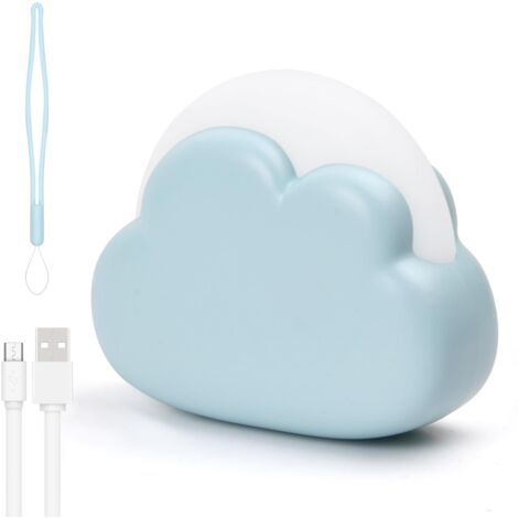 Veilleuse Enfant Rechargeable, Plastique LED Veilleuse Bébé Nomade Nuage, 4 Modes Lampe de Nuit Portable, Lampe de Chevet pour Chambre Enfant, Cadeau Naissance pour Fille Garçon (Bleu) (1/5)