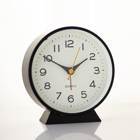 Réveil Matin analogique – Réveil rétro en métal, Silencieux sans tic-tac, à Pile avec lumière Nocturne, pour Chambre, Bureau ou Table de Chevet (Noir) (1/5)
