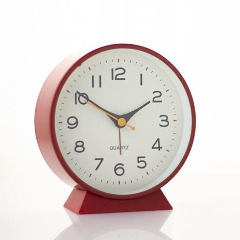 Réveil Matin analogique – Réveil rétro en métal, Silencieux sans tic-tac, à Pile avec lumière Nocturne, pour Chambre, Bureau ou Table de Chevet (Rouge) (1/5)
