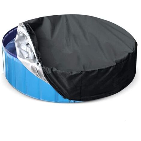 Bâche de protection pour piscine pour chien - Ronde - Pliable - Résistant aux UV - Pour piscines familiales - Noir - 80 cm x 30 cm (1/5)