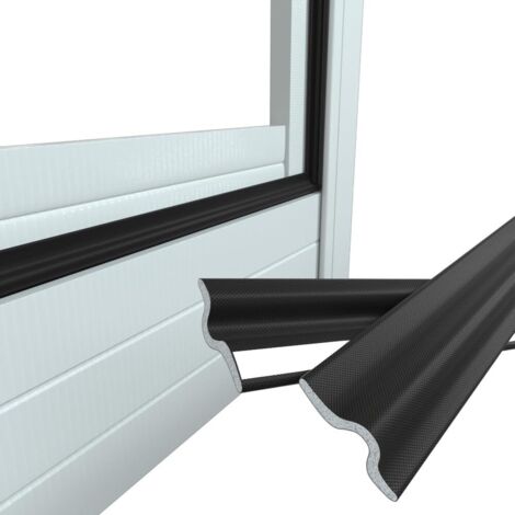 Bande d'étanchéité de porte de 8 m pour bas de porte, bande d'étanchéité autocollante en mousse, insonorisante pour bloquer les espaces d'hiver (noir) (1/5)