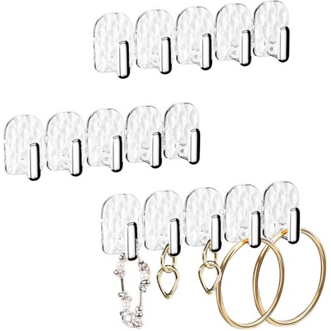 Presentoir Bijoux Organisateur Mural Porte Auto-Adhésif Presentoir a Bijoux Présentoir Boucles d'oreilles avec 15 Crochet pour Bracelet Collier Jewelry Femmes (1/5)