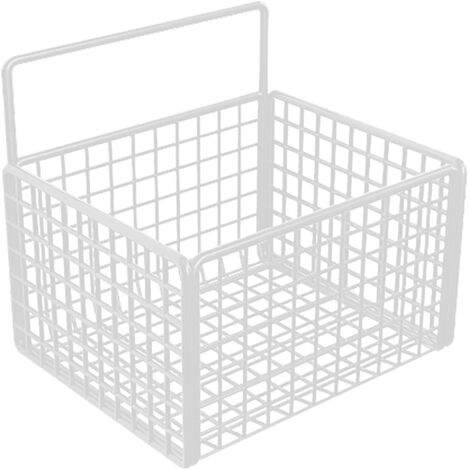 Panier de rangement mural, paniers de cuisine suspendus, panier suspendu en fil métallique, panier à fruits mural sans perçage, Panier de rangement en fil métallique, paniers muraux en (White)