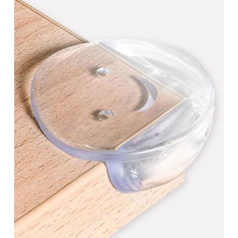 Lot de 4 housses de protection en silicone anti-collision pour coins de table - Épais et doux - Autocollants latéraux (visage rond souriant, 2.9x 1.87 cm) (1/5)