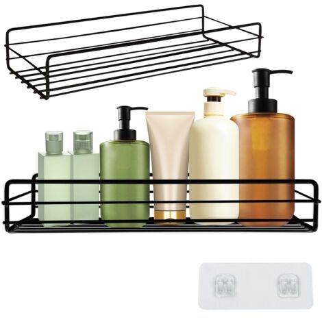 Etagere Salle Bain, Etagère Douche Sans Perçage, Accessoires de Salle de Bains pour Ranger le Shampooing et le Gel Douche, Organisateur Salle de Bain, Noir (1/5)