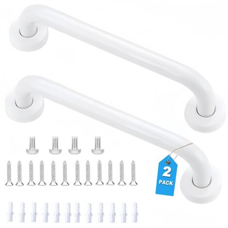 2 Pcs Poignée de Baignoire de Sécurité, Poignées Antidérapantese Acier Inoxydable, Barre D'appui WC Barre d'Appui de Salle de Bain, Barre de Maintien Douche pour Âgées/Enfants, 40cm (Blanc)