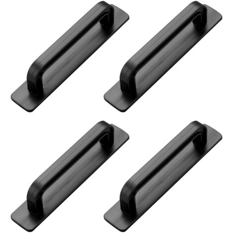 Ser Lot de 4 poignées autocollantes en plastique pour porte de balcon, sans perçage, à coller, pour fenêtre, tiroir, armoire, matériel de meubles(noir) (1/5)
