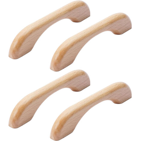 4Pcs Poignée de Meuble en Bois Bouton de Tiroir de Porte Poignées de Placard pour Cuisine Armoire Commode (160mm Longueur Totale,Couleur Bois) (1/5)