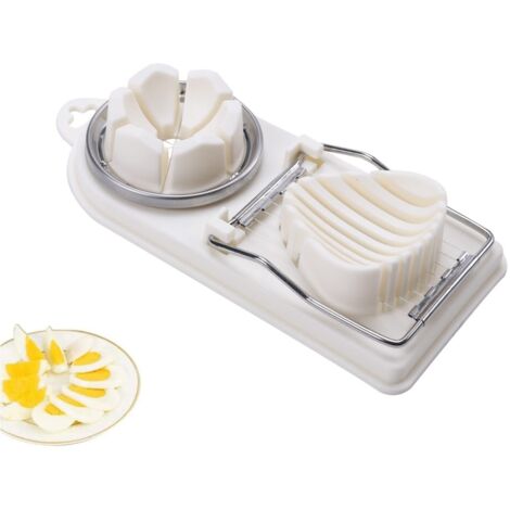 Coupe-œufs 2 en 1 Trancheuse Manuelle pour œufs Fils de Coupe en Acier Inoxydable 304 Outil de Coupe D'œufs Utilisé pour Couper Les Oeufs, Les Bananes et Les Fraises, Blanc