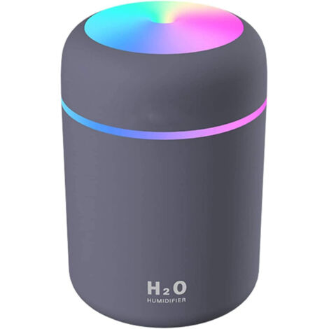 Humidificateur d'air, Mini Humidificateur Ultrasonique avec 2 Mode Brume Réglable, Arrêt Automatique et Veilleuse Colorée, USB Humidificateur Portable pour Auto Maison Bureau Chambre(gris) (1/5)