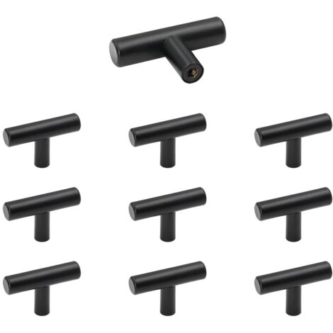 Bouton de Meuble, Poignée de Portes pour Placards en Acier Inoxydable 10 Pièces Noir Bouton de Tiroir Vintage avec Vis pour Commode, Armoire (1/5)