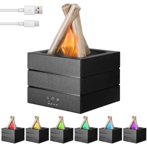 Diffuseur d'huiles Essentielles avec Lumière Effet Flamme, 280ml Diffuseur Arômes Humidificateurs Aromathérapie Tactile Diffuseur d'huile Parfumée avec 7 Couleurs et 3 Minuterie pour Maison Bureau